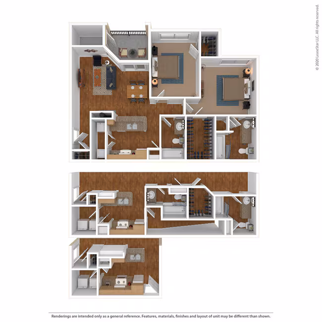 2 Bed 2 Bath 1073 SqFt (1000 Net) 1218-1 floor plan